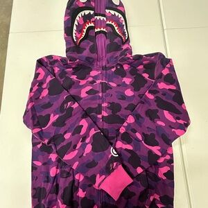 bape hoodie Purple dauble hat & Zip up